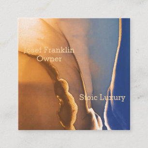 Contemporary Gold and Blue Alcohol Ink Square Business Card