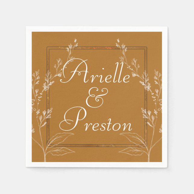 Contemporary Gold and White Paper Napkin (Front)