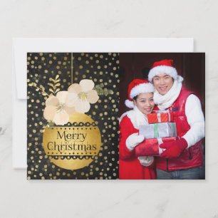 Contemporary Gold Black Christmas Ornament Card