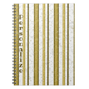 Contemporary Gold Brown Stripes Unique Personalise Notebook