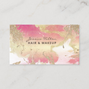 Contemporary gold glittery watercolor wash  business card
