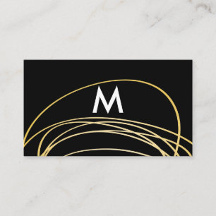 Contemporary Gold Scribbles with Monogram Business Card
