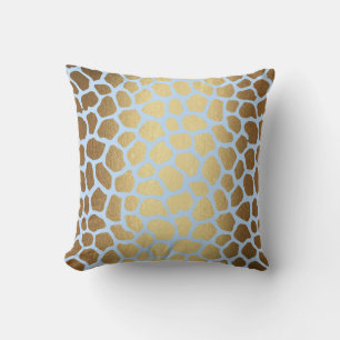 Contemporary Golden Blue Giraffe Safari Skin Cushion
