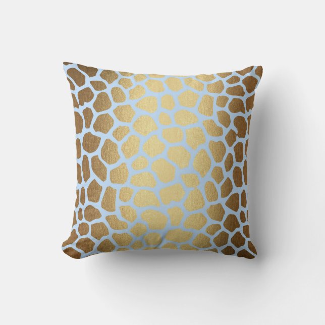 Contemporary Golden Blue Giraffe Safari Skin Cushion (Front)