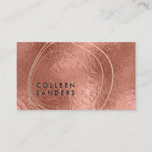 Contemporary Golden Circular   Rose Gold Foil Art Business Card
