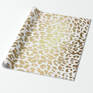 Contemporary Golden Leopard White Safari Skin Vip Wrapping Paper