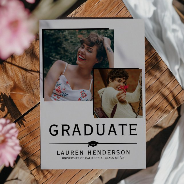 Contemporary Graduate Photo Collage Graduation Announcement (Creator Uploaded)