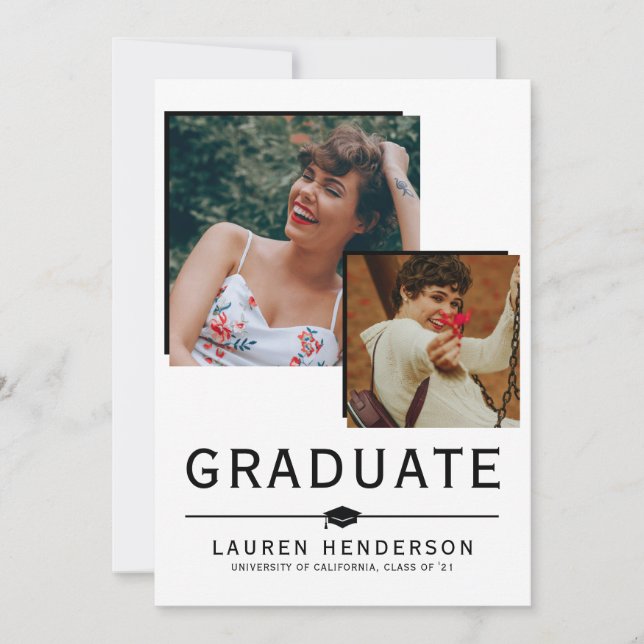 Contemporary Graduate Photo Collage Graduation Announcement (Front)