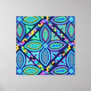 Contemporary Granny Square Flower Canvas Print