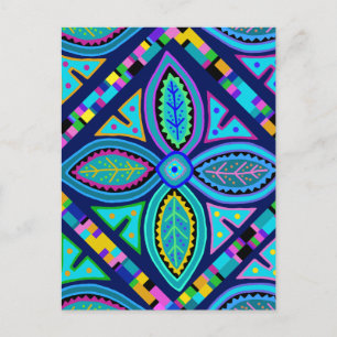 Contemporary Granny Square Flower Postcard