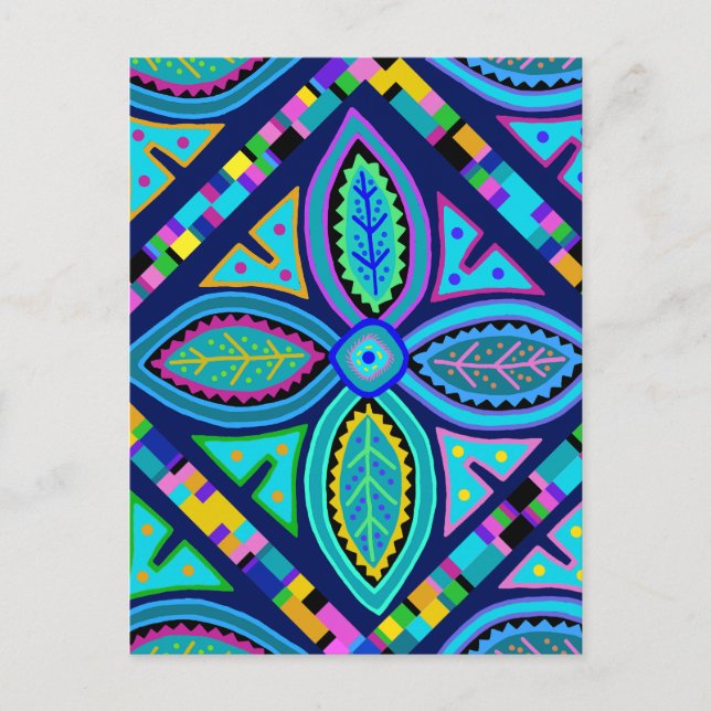 Contemporary Granny Square Flower Postcard (Front)