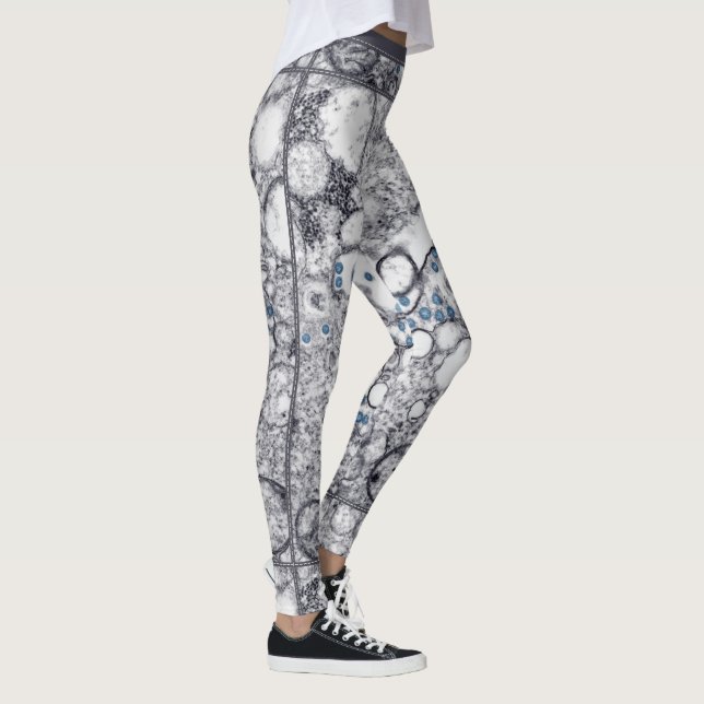 Contemporary Gray Blue Abstraction Special Paint Leggings (Right)