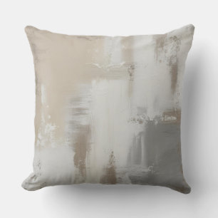Contemporary Gray White Taupe Abstract Design Cushion