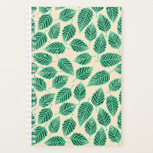 Contemporary Green Birch Leaves Pattern Planner