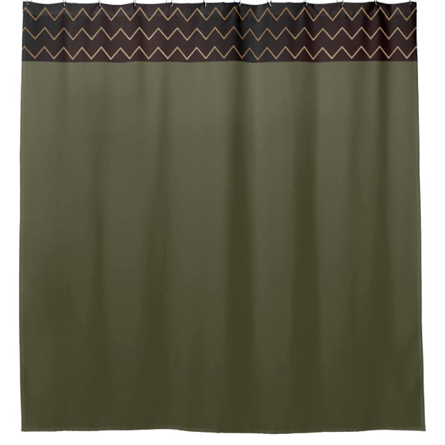 Contemporary Green Moss with Geometric Top Shower Curtain (Front)