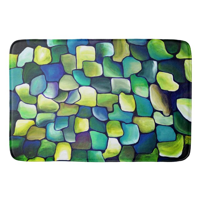 Contemporary Green Pattern Bath Mat (Front)