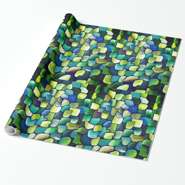 Contemporary Green Pattern Wrapping Paper (Unrolled)