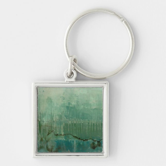 Contemporary Green Watercolor Key Ring (Front)