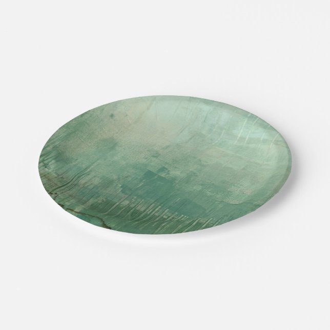 Contemporary Green Watercolor Paper Plate (Angled)