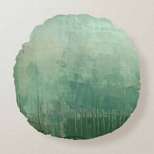 Contemporary Green Watercolor Round Cushion (Front)