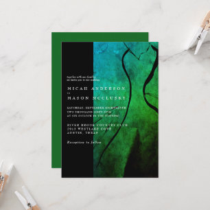 Contemporary Green Wedding Dress Wedding  Invitation