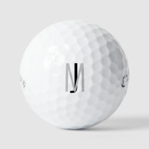 Contemporary Grey & Black Monogram  Golf Balls
