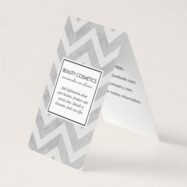 Contemporary Grey Chevron Business Card (Front)