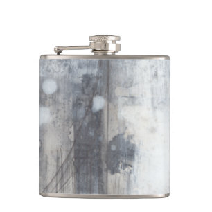 Contemporary Grey Painting Hip Flask