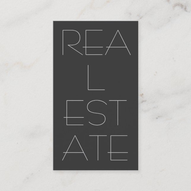 Contemporary Grey Real Estate Business Card (Front)
