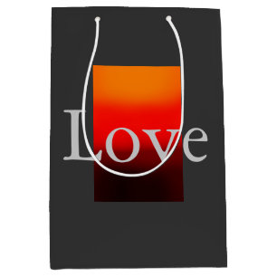Contemporary Grey Red Love Wedding Medium Gift Bag