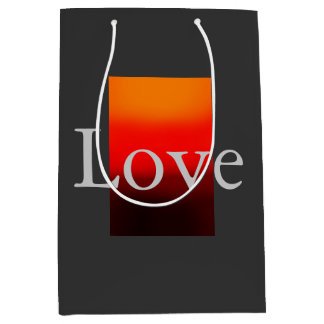 Contemporary Grey Red Love Wedding Medium Gift Bag