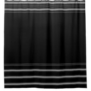 Contemporary grey stripe on black Horizontal Shower Curtain