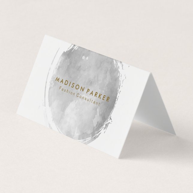 Contemporary Grey Watercolor Brushed Business Card (Front)