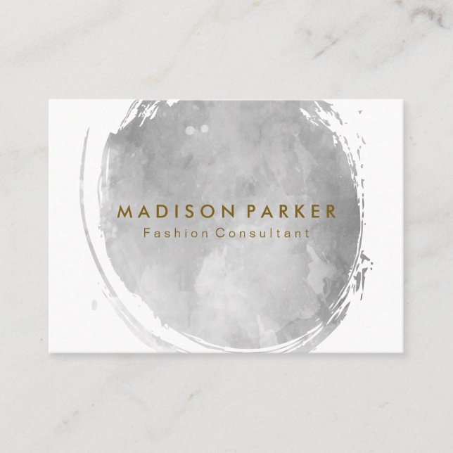 Contemporary Grey Watercolor Brushed Business Card (Front)