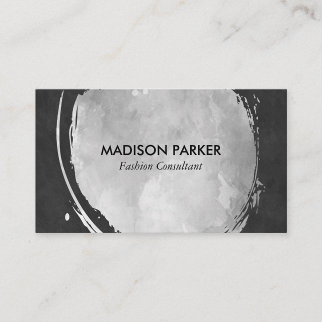 Contemporary Grey Watercolor Brushed Slate Business Card (Front)