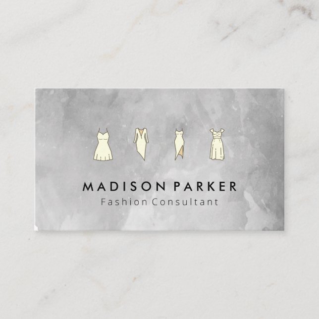 Contemporary Grey Watercolor | Fashion Clothing Business Card (Front)