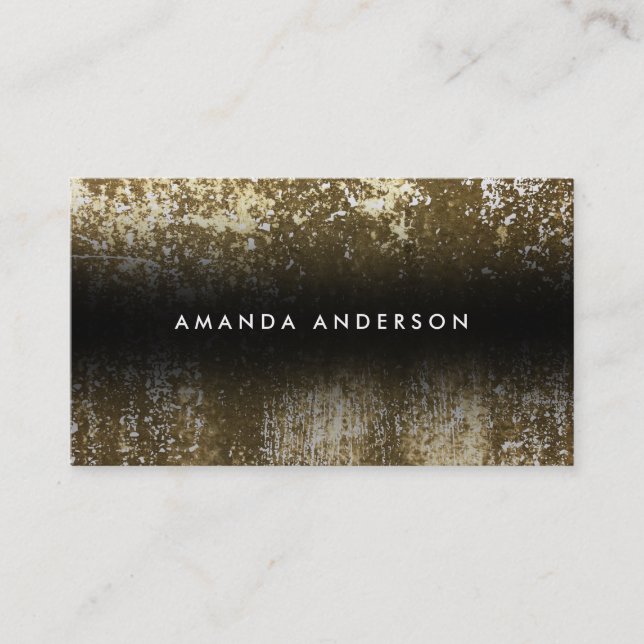 Contemporary Grunge White and Gold Business Card (Front)