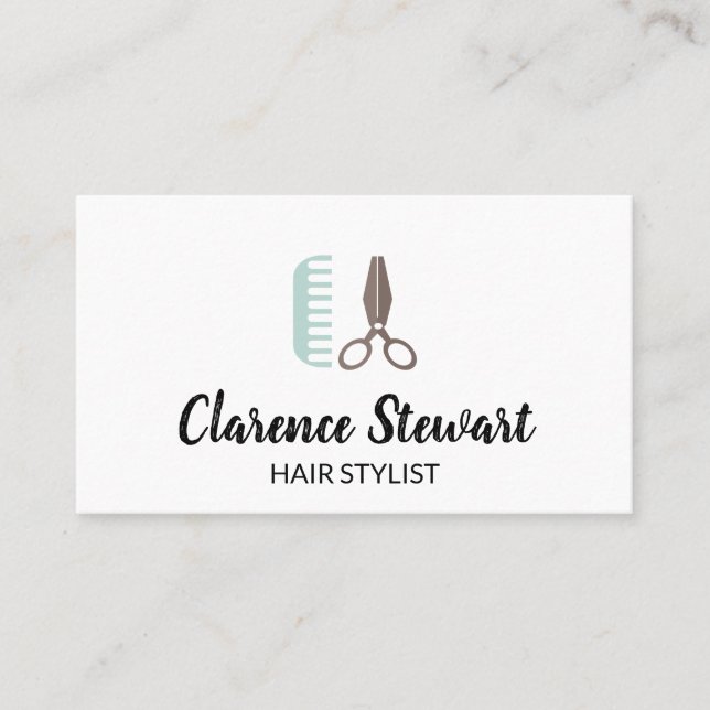 Contemporary Hair stylist Business Card (Front)