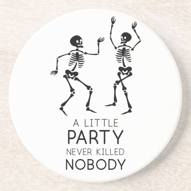 Contemporary Halloween dancing skeletons Coaster (Front)