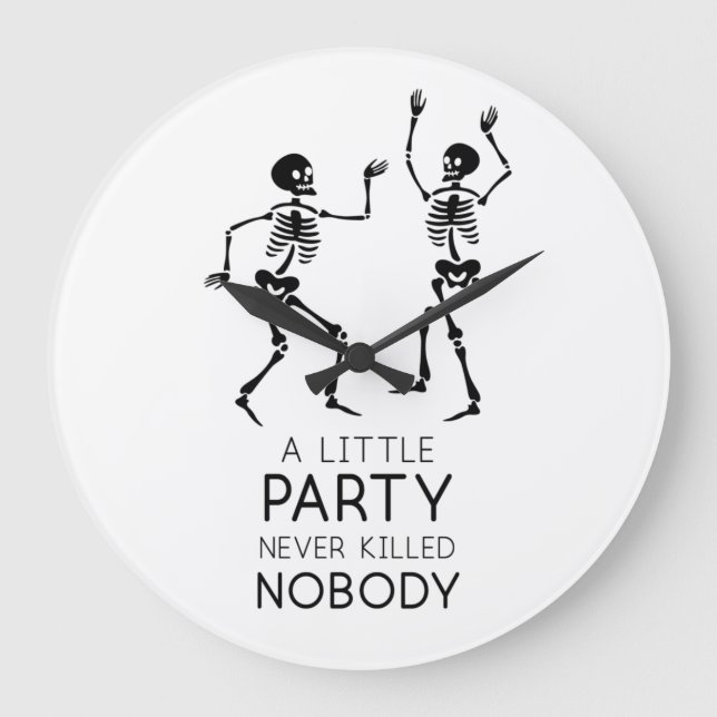 Contemporary Halloween dancing skeletons Large Clock (Front)