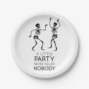 Contemporary Halloween dancing skeletons Paper Plate
