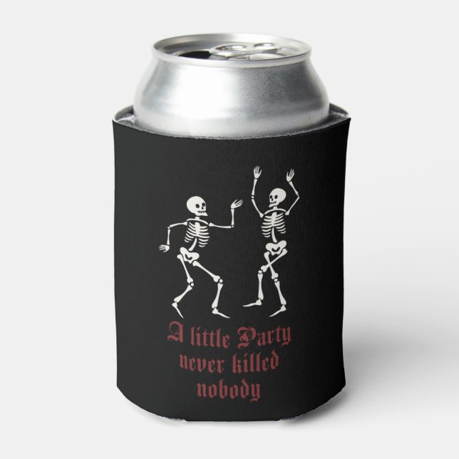 Contemporary Halloween skeletons Can Cooler (Can Front)