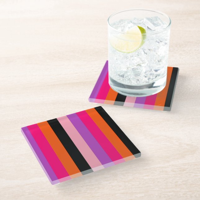 Contemporary Halloween Stripes  Glass Coaster (Angled)