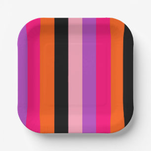 Contemporary Halloween Stripes  Paper Plate