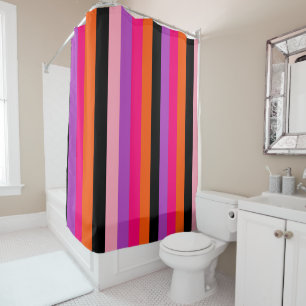 Contemporary Halloween Stripes Shower Curtain