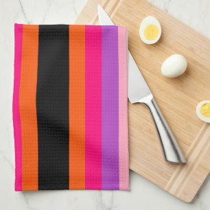 Contemporary Halloween Stripes  Tea Towel