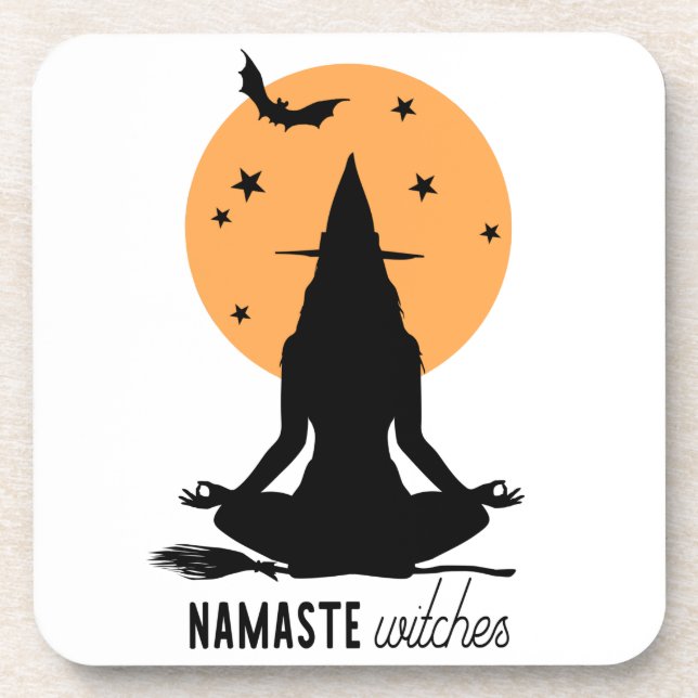 Contemporary Halloween yoga Witch Coaster (Front)