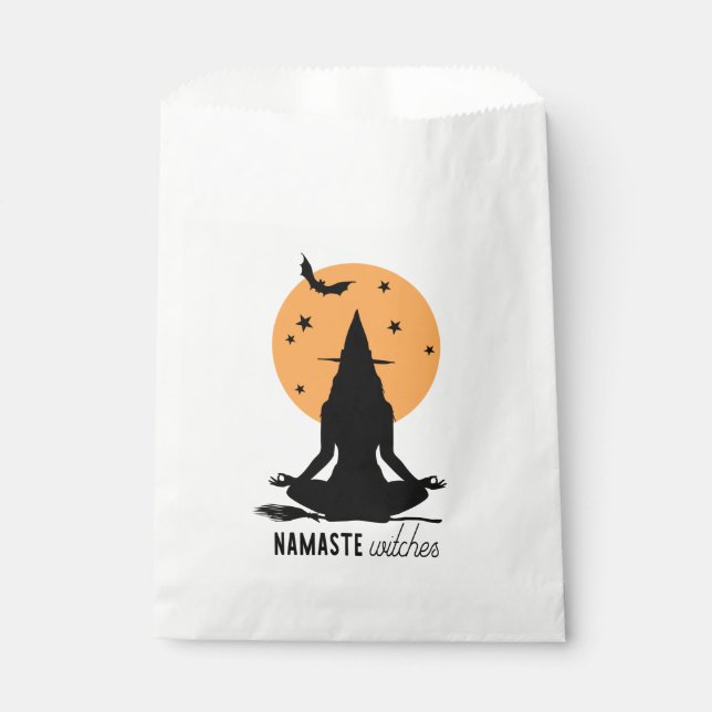 Contemporary Halloween yoga Witch Favour Bags (Front)