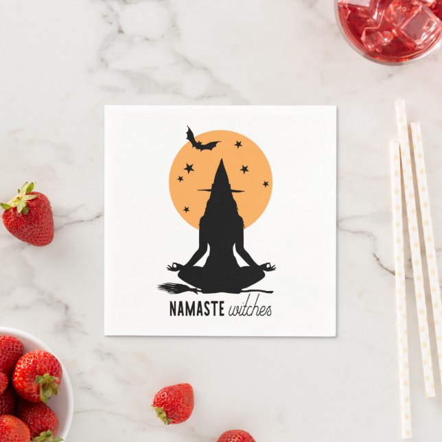 Contemporary Halloween yoga Witch Napkin (Insitu)