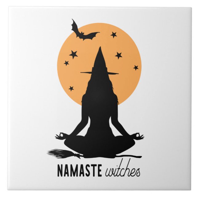 Contemporary Halloween yoga Witch Tile (Front)